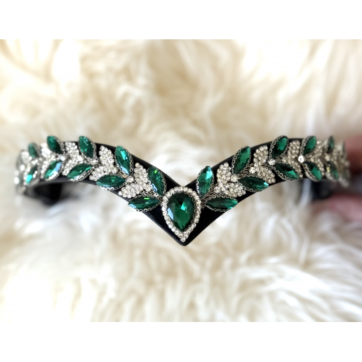 Pannband "LEAF" Grön/Crystal. EKOLOGISKT LÄDER