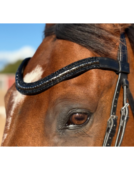 Pannband Klinkers krossade kristaller SVART EKOLOGISKT LÄDER