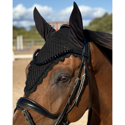 Öronhuva extra lång, Krossade kristaller SVART