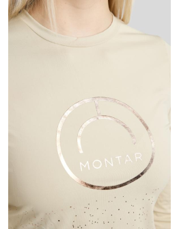 MoNille långärmad tröja med roséguldfärgat tryck, Beige