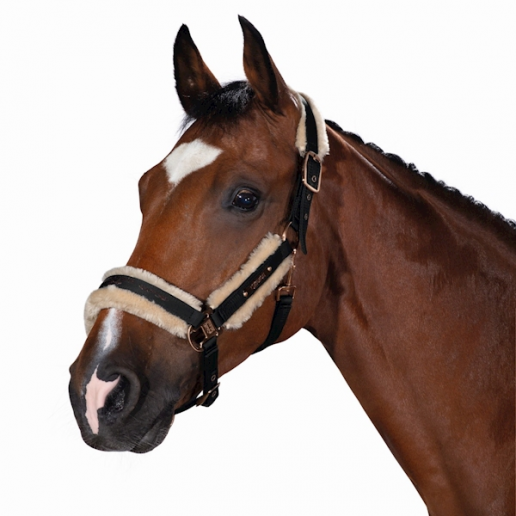 Eskadron faux fur svart rose spännen