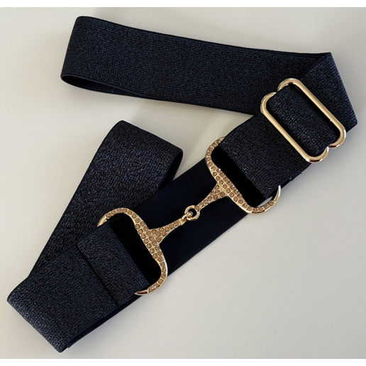 KRISTALLSKÄRP GLITTER HÄSTBETT NAVY, guld bett