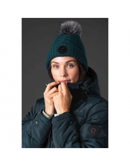 Equipage Vasili stickad mössa med pälstofs grön