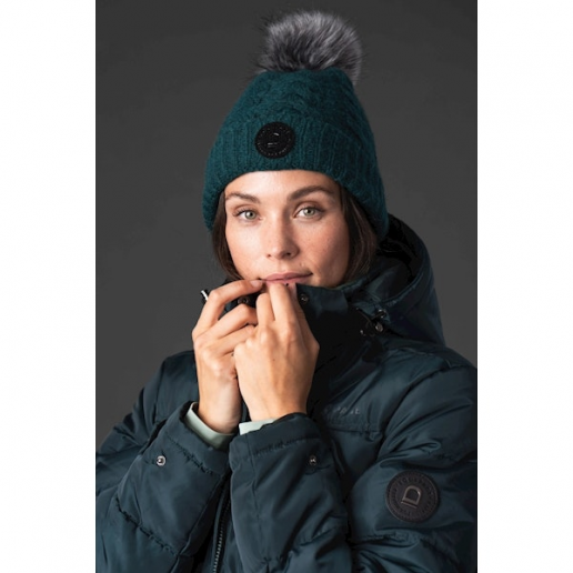 Equipage Vasili stickad mössa med pälstofs grön