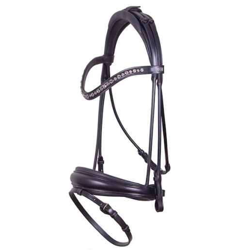 EQ Hamilton rundsytt dressyrträns grå-kristall-pannband svart