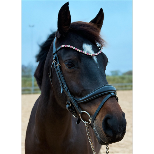 Pannband 1 rad kristaller 8 mm Rosa/AB mix EKOLOGISKT LÄDER.