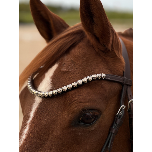 Pannband HJÄRTAN kristaller METALLIC. EKOLOGISKT LÄDER